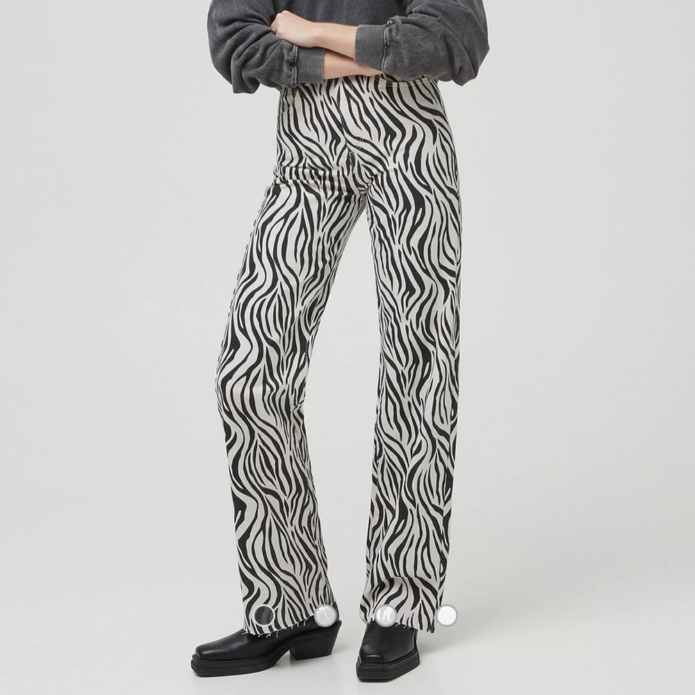 Pull & Bear Zebra Jeans with Frayed Hem